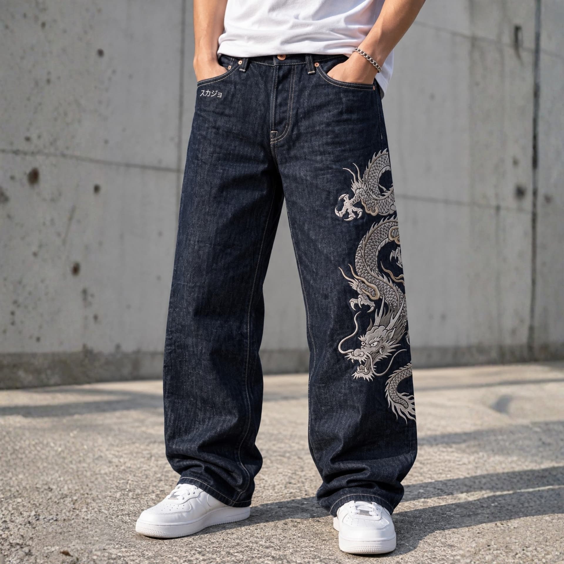 Ginryu Sukajan Dragon Embroidered Jeans
