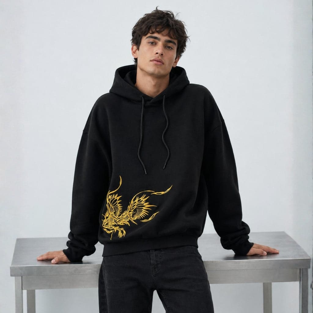 Golden Phoenix Embroidered Hoodie