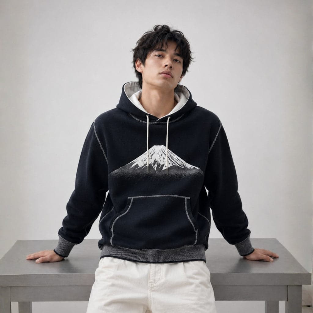 Mount Fuji Embroidered Hoodie