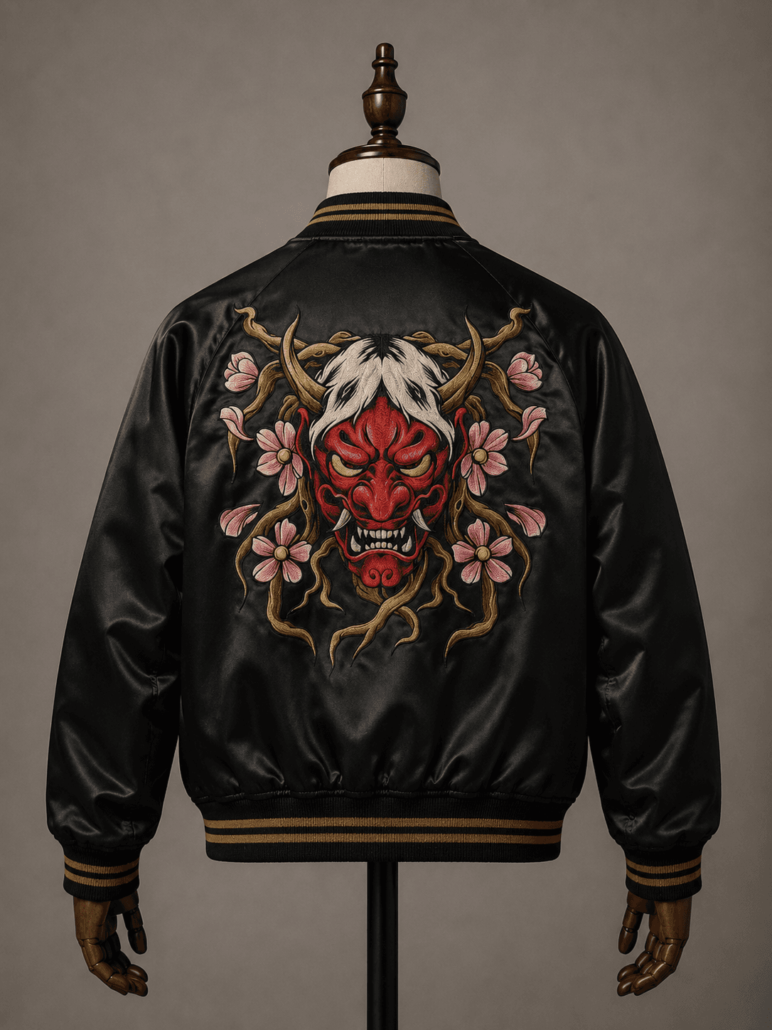Oni Mask Embroidered Bomber Jacket