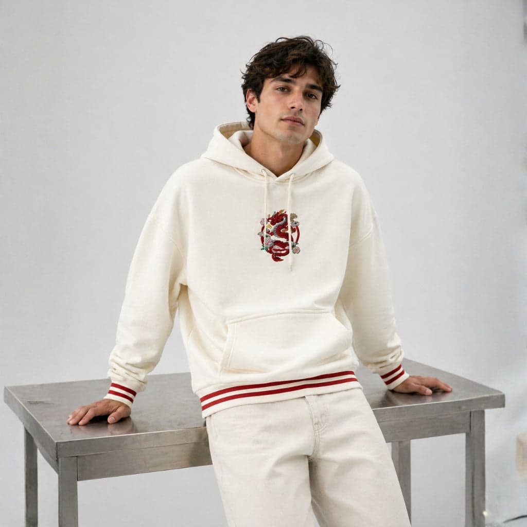 Red Dragon Embroidered Hoodie