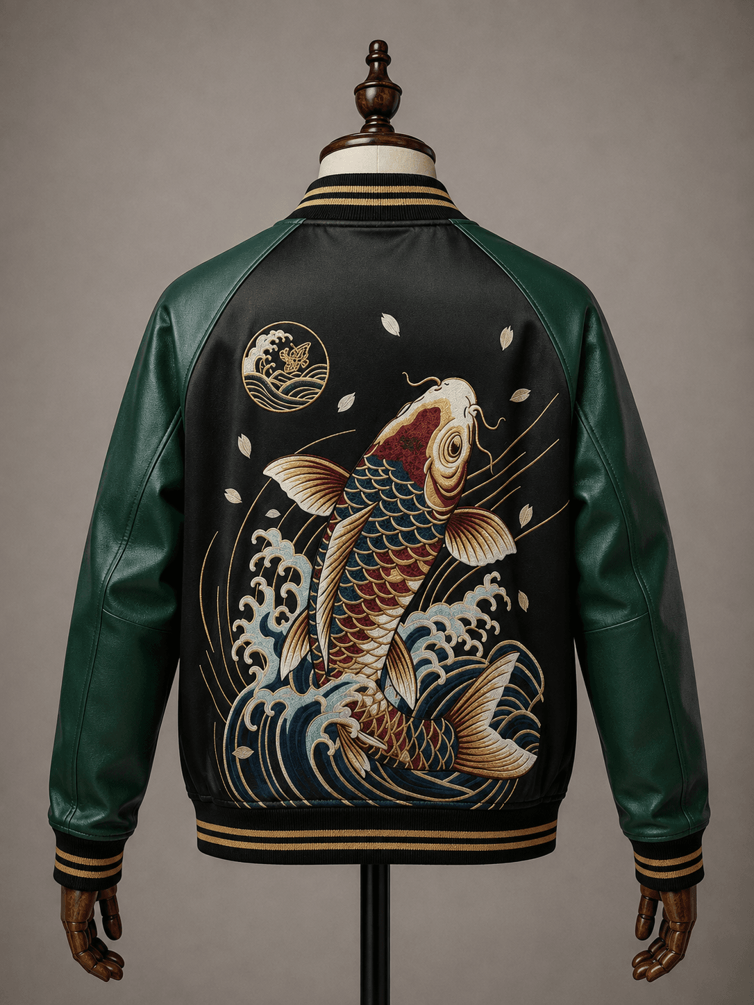 Sukajan Koi Embroidered Bomber Jacket