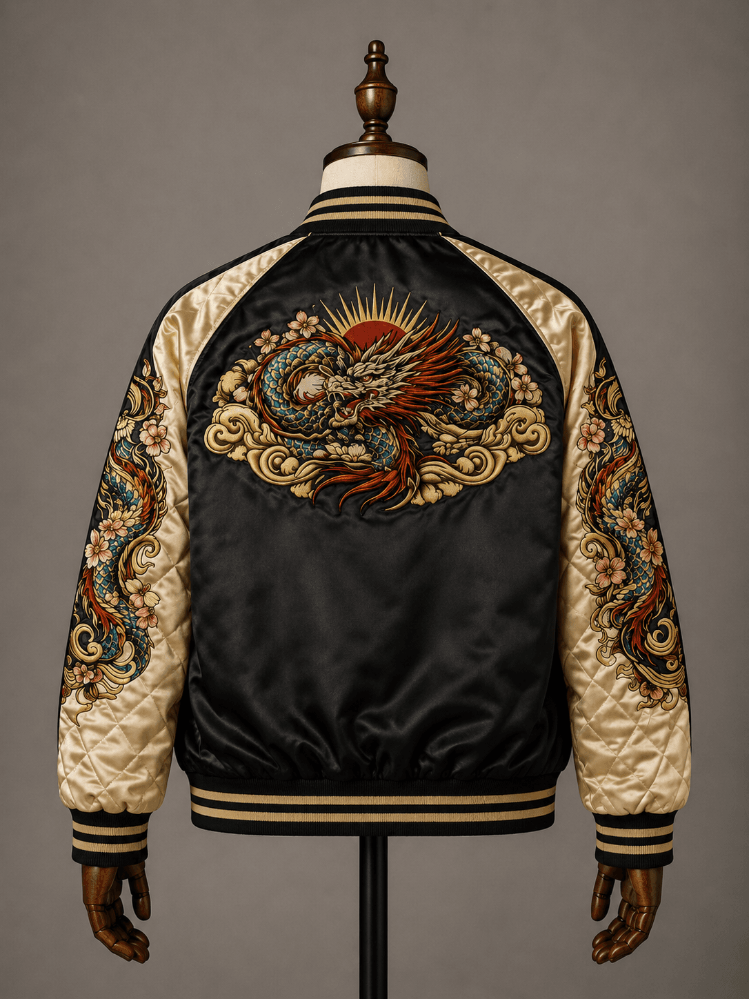 Sukajo Dragon Embroidered Bomber Jacket