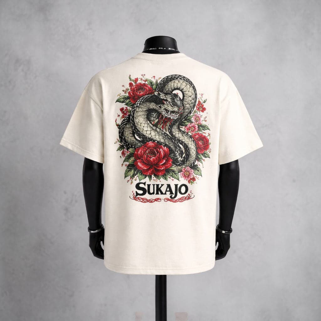 Sukajo Japanese Serpent Oversized T-Shirt