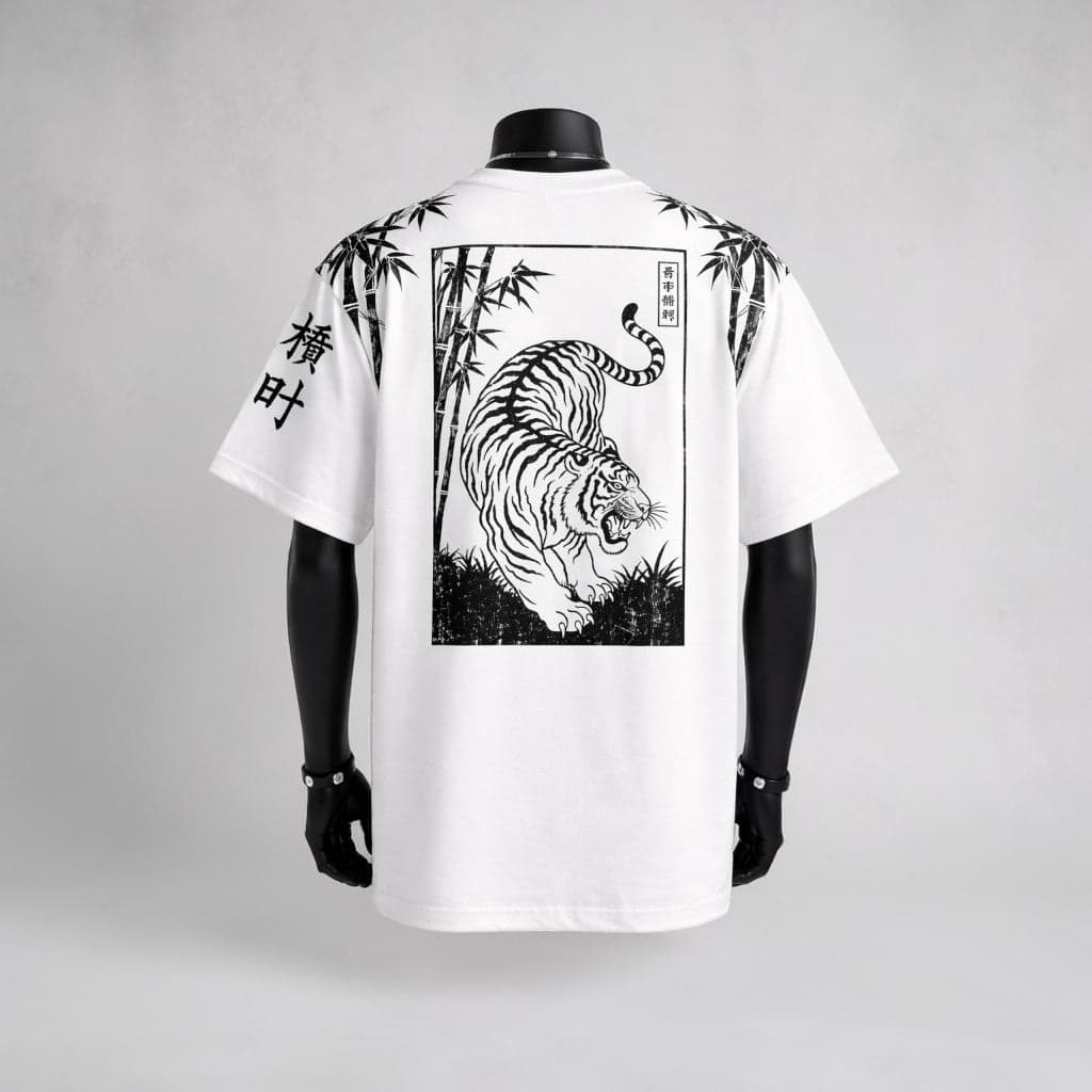 White Bamboo Tiger Graphic T-Shirt